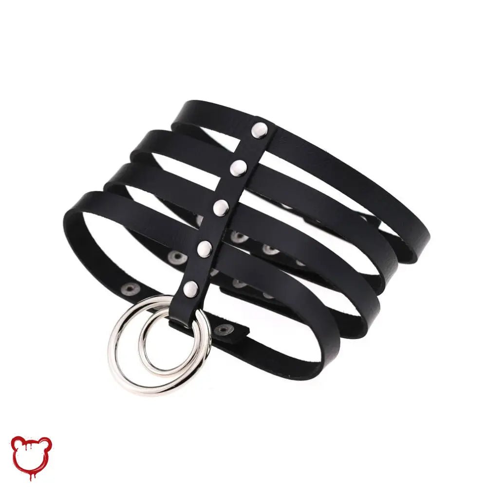 Faux Leather Ring Choker - Multi Layer - The Cursed Closet