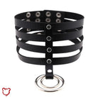 Faux Leather Ring Choker - Multi Layer - The Cursed Closet
