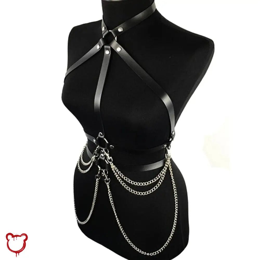 "Faux Leather Slave Chain Harness" - The Cursed Closet