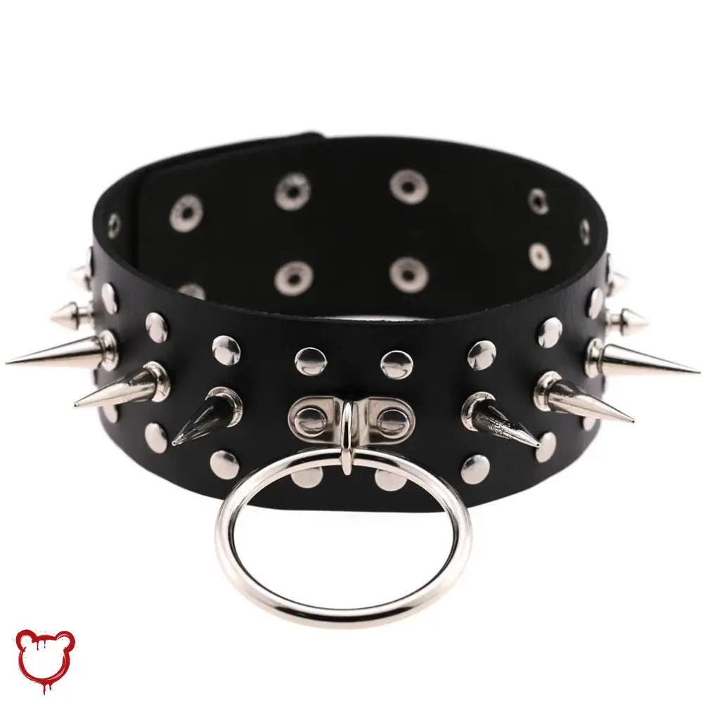 Faux Leather Spike Choker - Black - The Cursed Closet