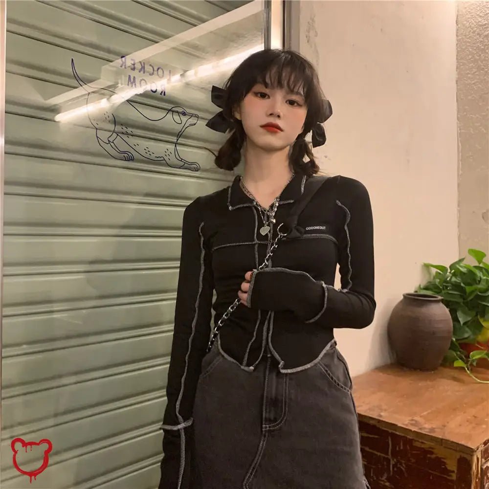 "Fear Shock Knit Crop Top" - The Cursed Closet