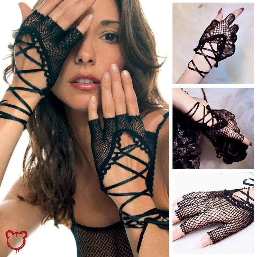 Fishnet Lolita Fingerless Gloves - The Cursed Closet