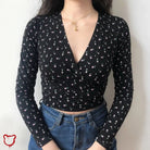 Floral V - Neck Casual Top - The Cursed Closet