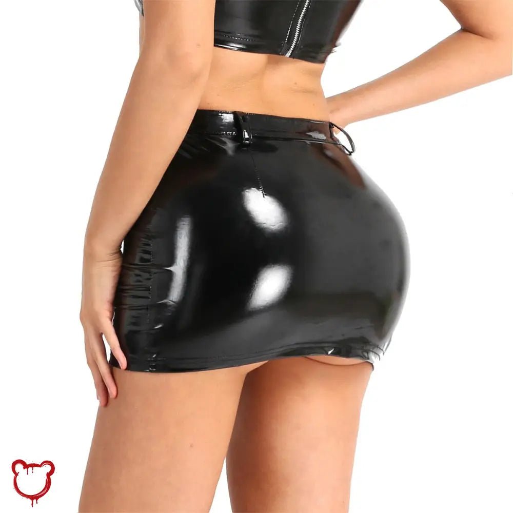 Frankenstein's Wet Look Mini Skirt - The Cursed Closet