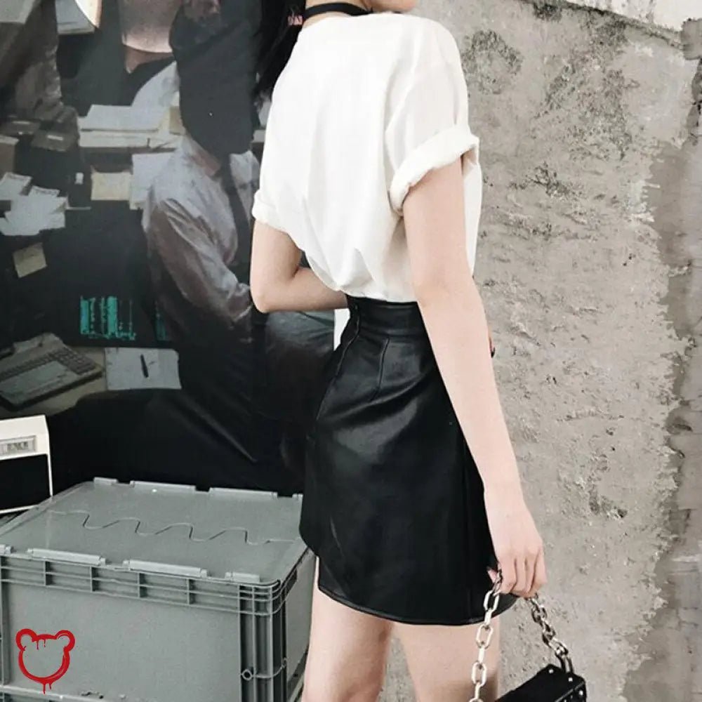 "Frighteners' Black/Red PU Mini Skirt" - The Cursed Closet