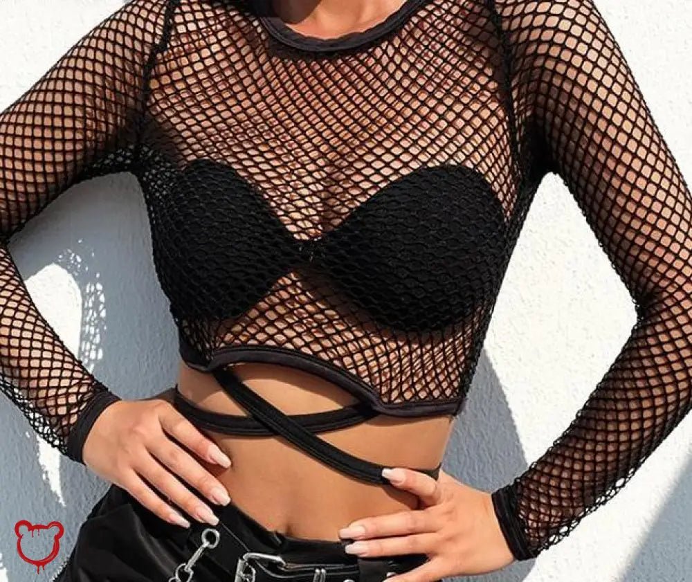 "Funky Fishnet Crossover Top" - The Cursed Closet