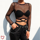 Funky Fishnet Crossover Top Black / S Clothing