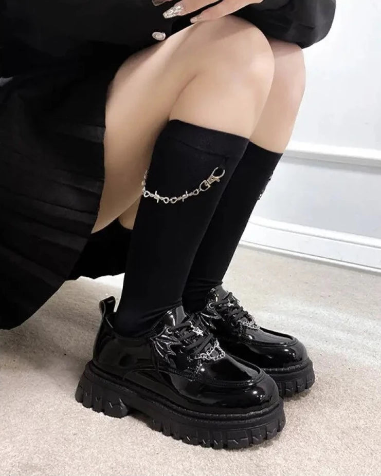 Goth Bat Wings Black Shoes - The Cursed Closet