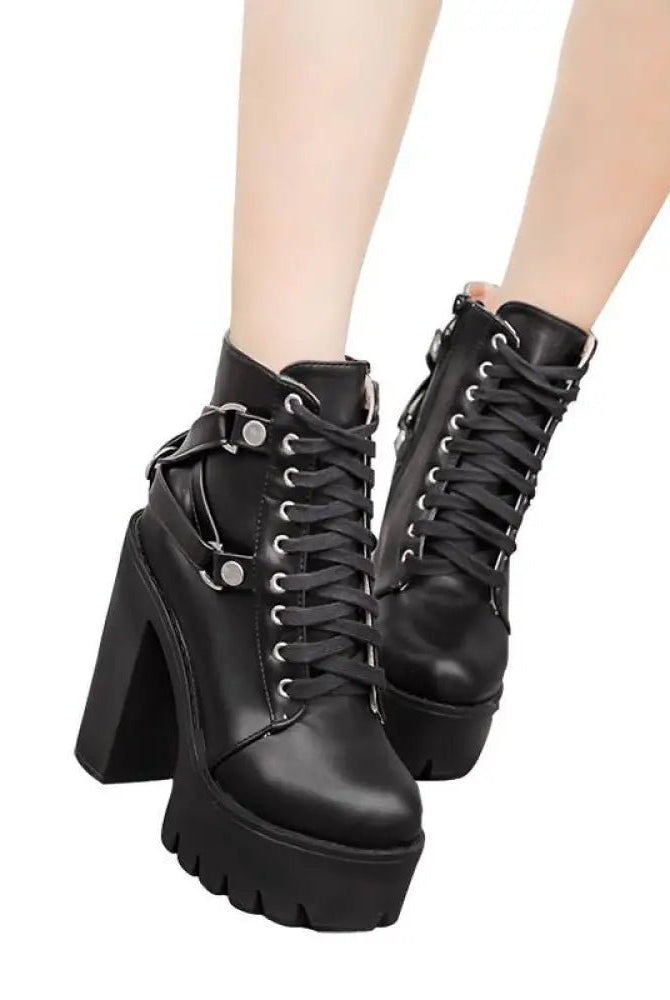 Goth Black Ankle Boots'