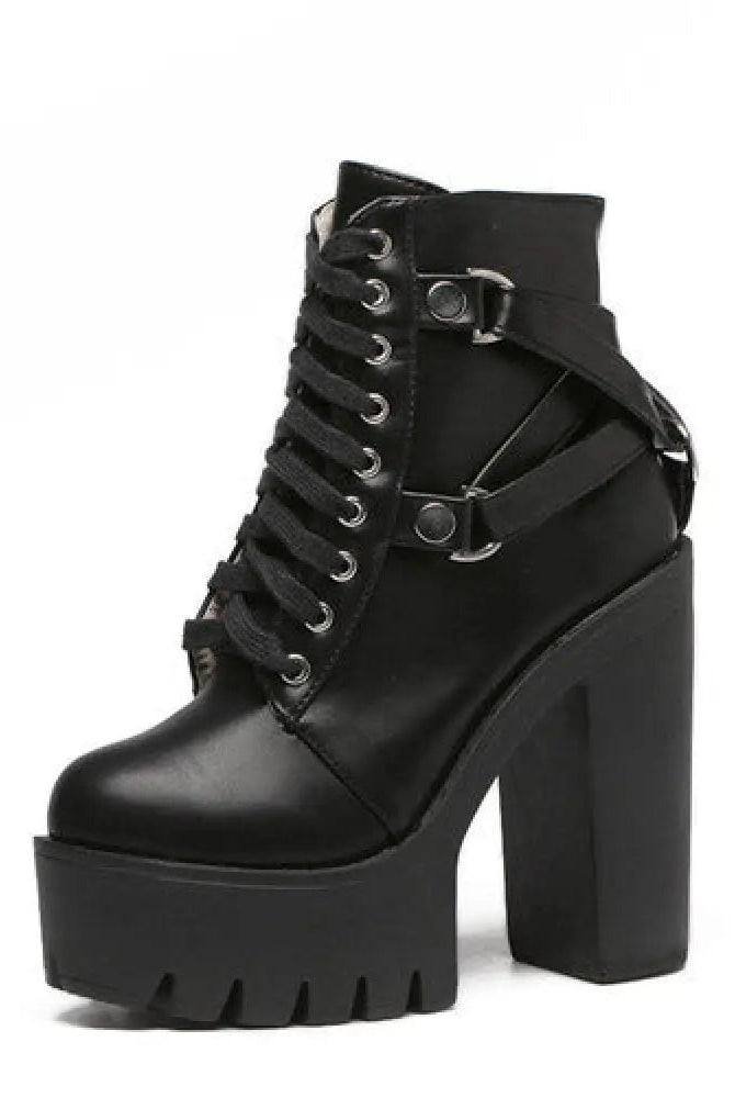 Goth Black Ankle Boots'