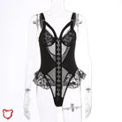 Goth Lace Bodysuit - Back Track Black' - The Cursed Closet