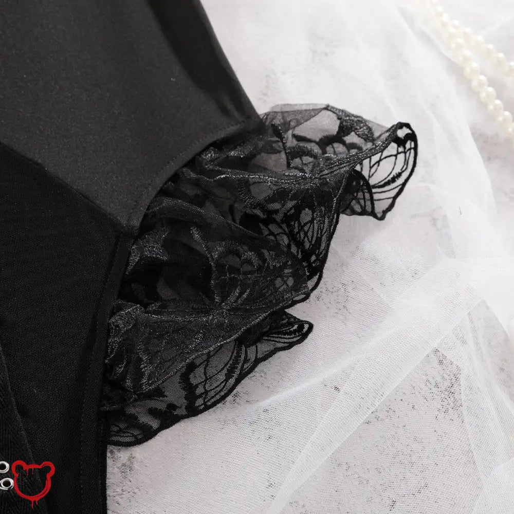 Goth Lace Bodysuit - Back Track Black' - The Cursed Closet