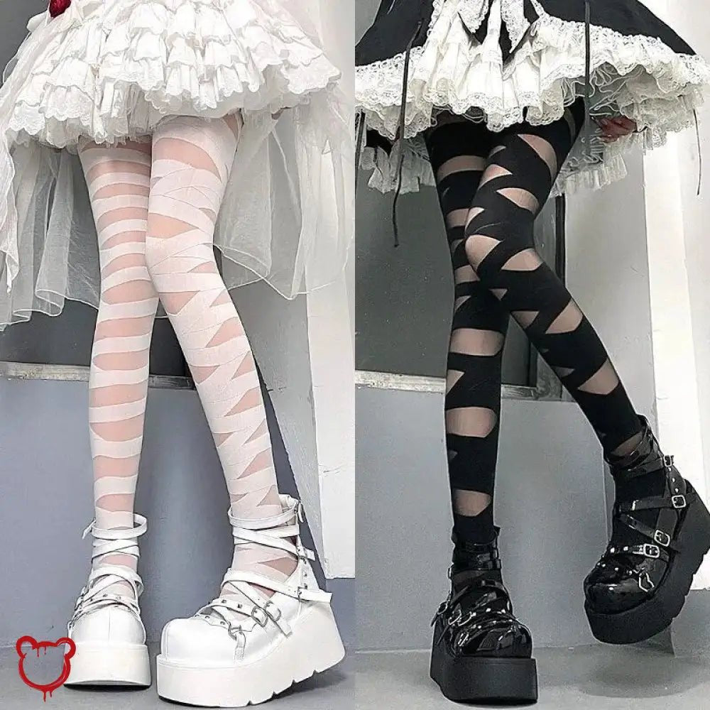 Gothic Anime Velvet Tights - The Cursed Closet