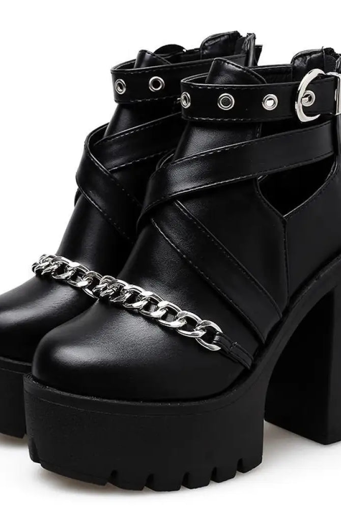 Gothic Ankle Chain Platform Boots.