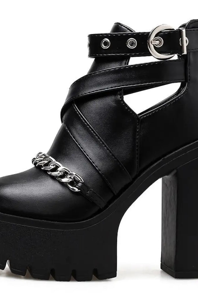 Gothic Ankle Chain Platform Boots.