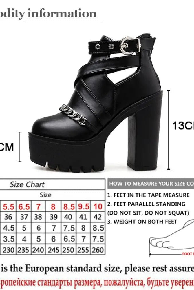 Gothic Ankle Chain Platform Boots.