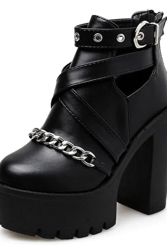 Gothic Ankle Chain Platform Boots.