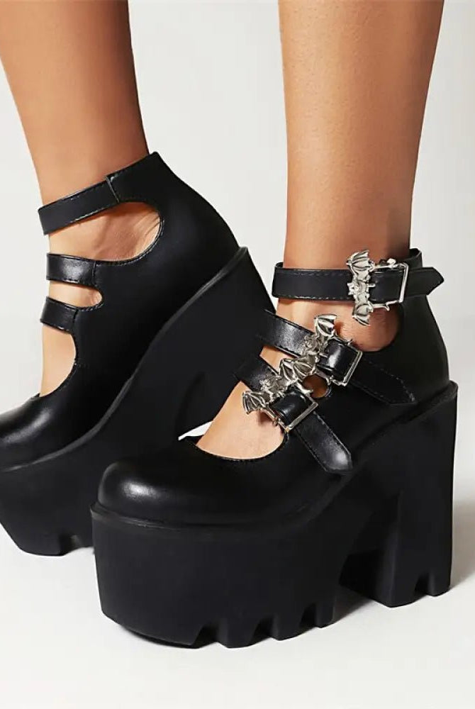 Gothic Bat Buckle Boots