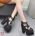 Gothic Black Chunky Shoes - The Cursed Closet