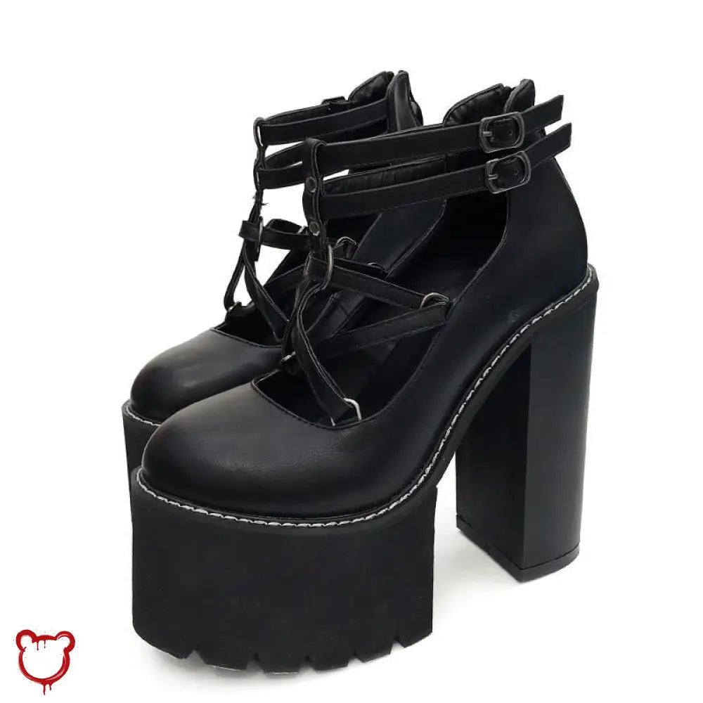 Gothic Black Chunky Shoes - The Cursed Closet