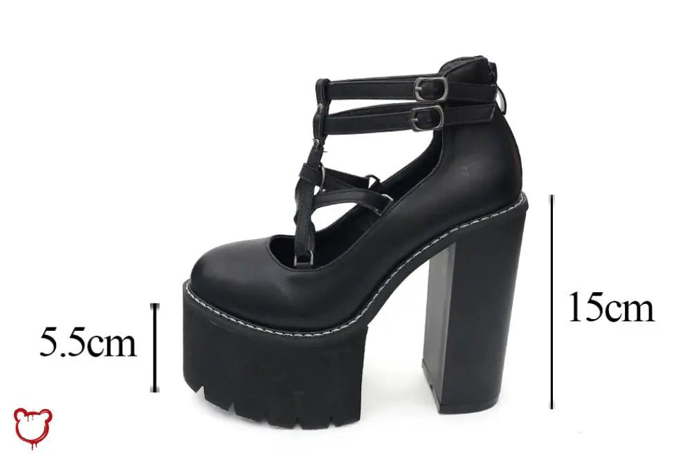 Gothic Black Chunky Shoes - The Cursed Closet