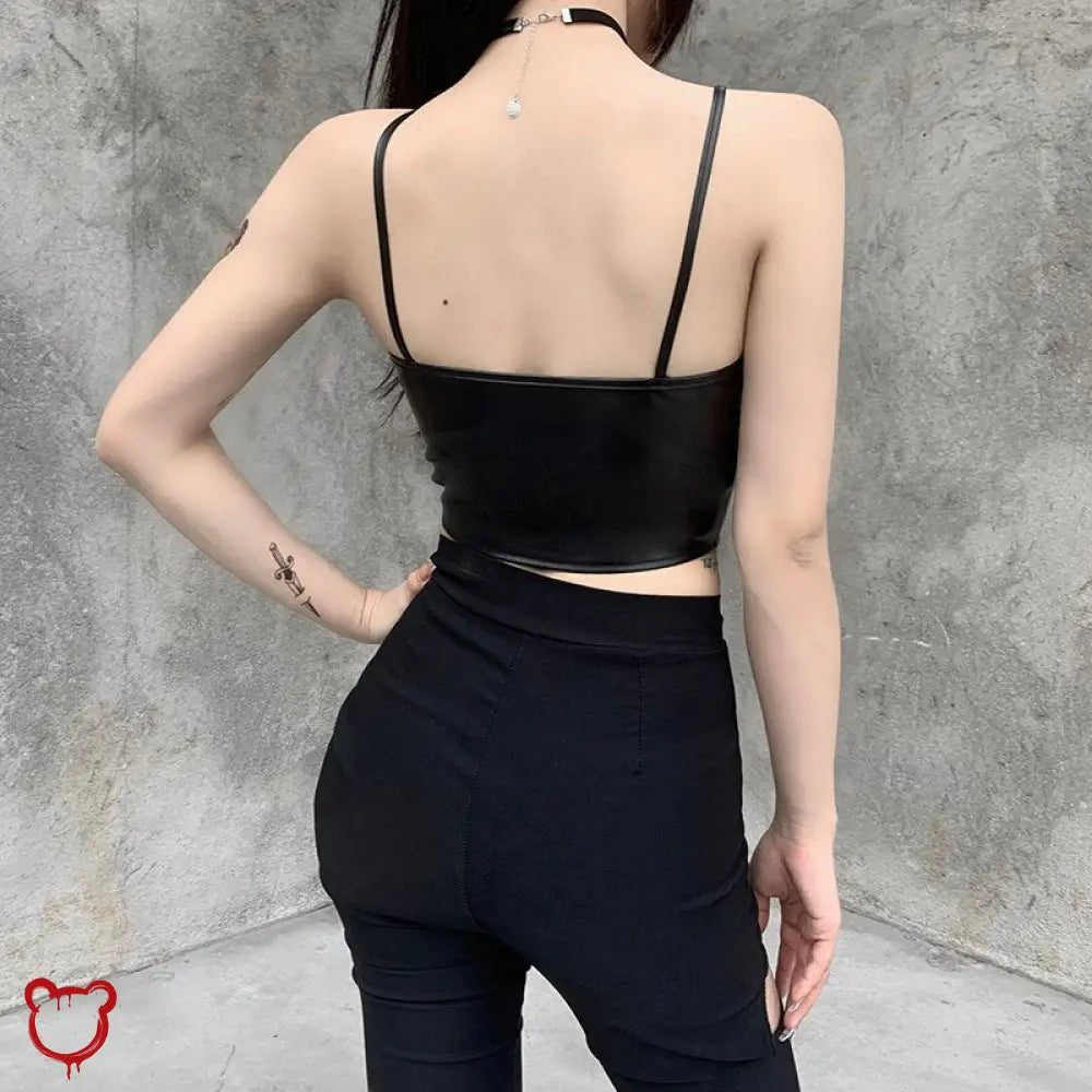 Gothic Black Faux Leather Top - The Cursed Closet