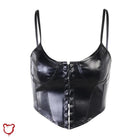 Gothic Black Faux Leather Top - The Cursed Closet