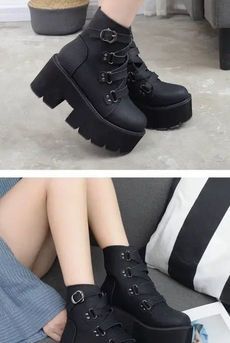 Gothic Black Platform Boots