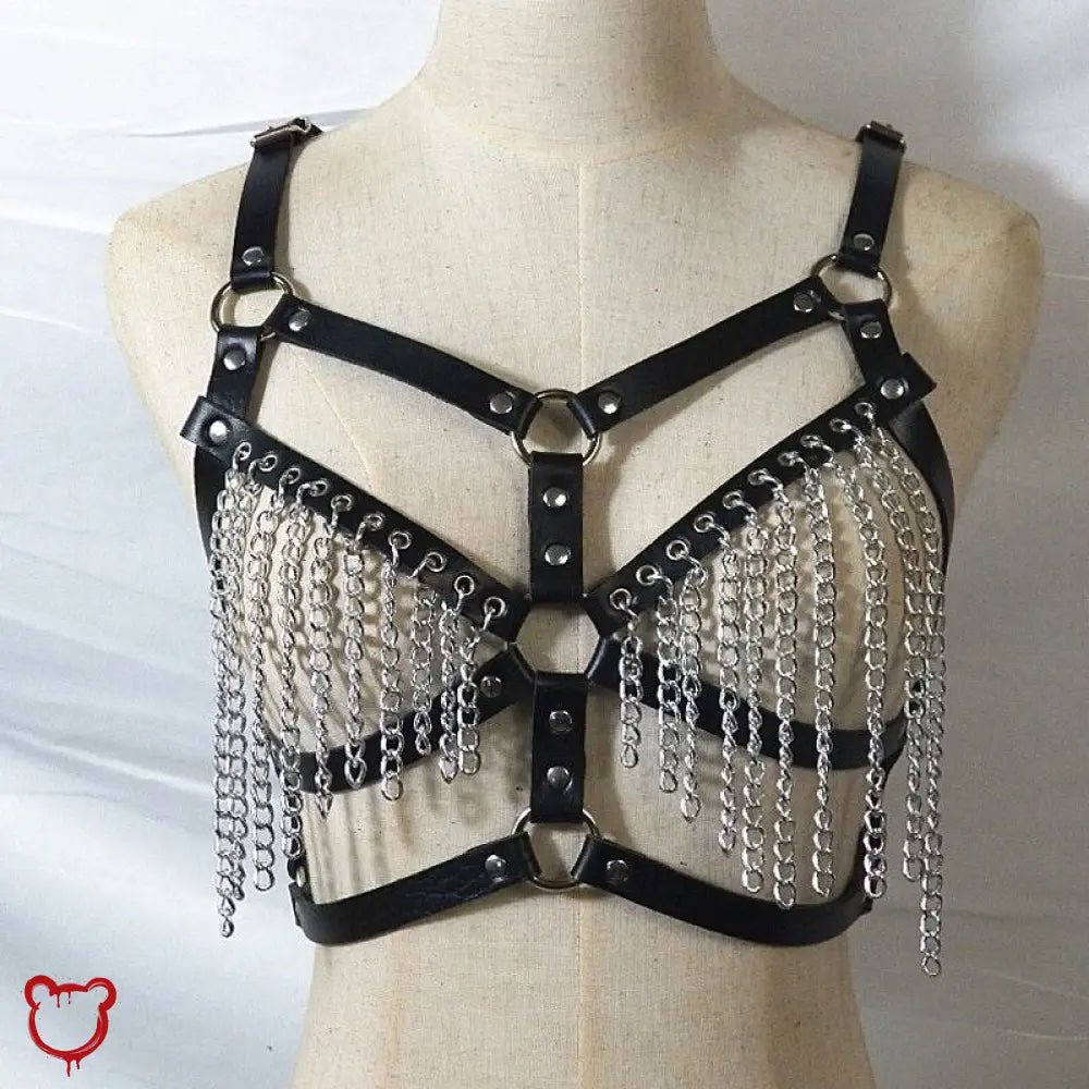 Gothic Chain Harness: Black Faux Leather' - The Cursed Closet