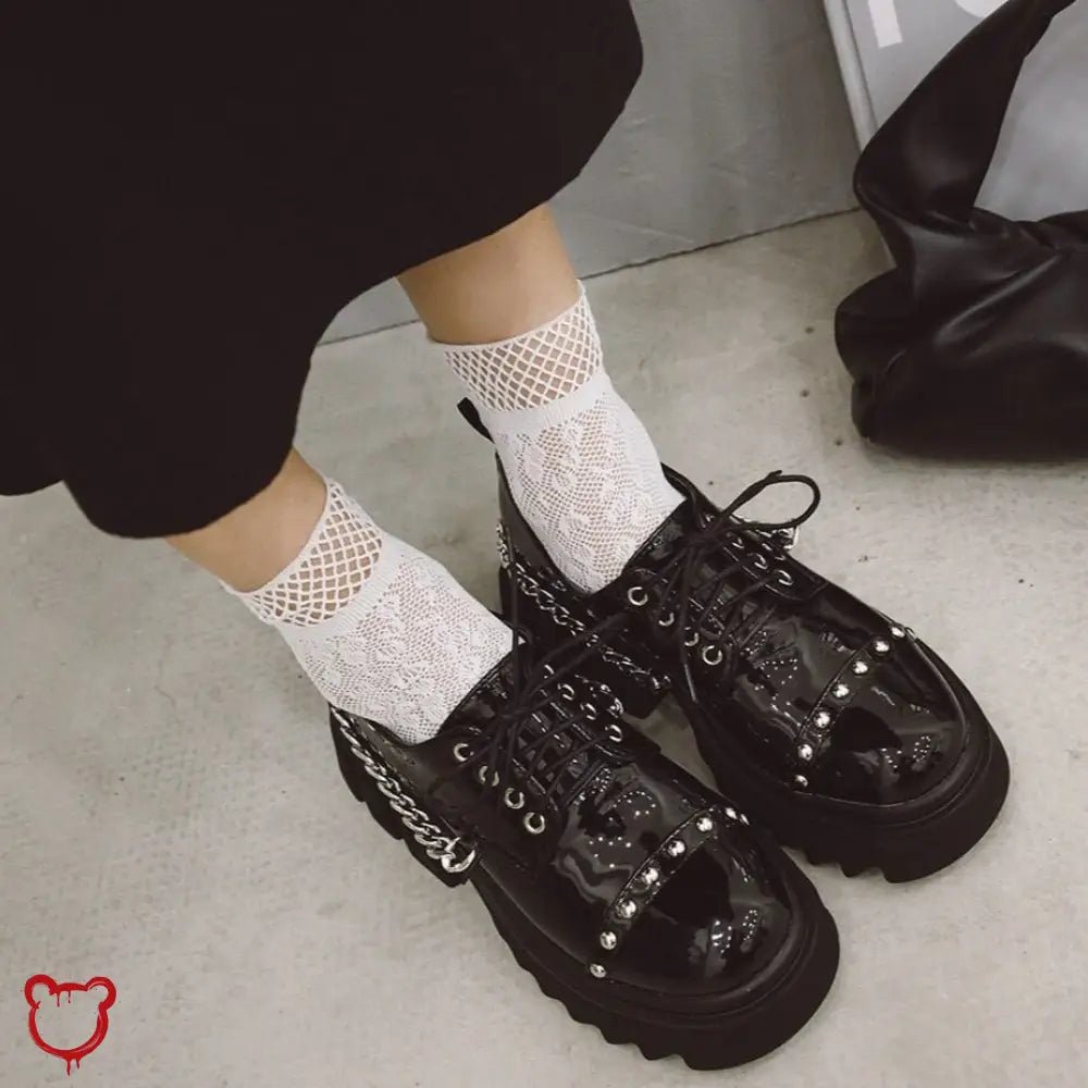 Gothic Chain - Studded Black Shoes. - The Cursed Closet