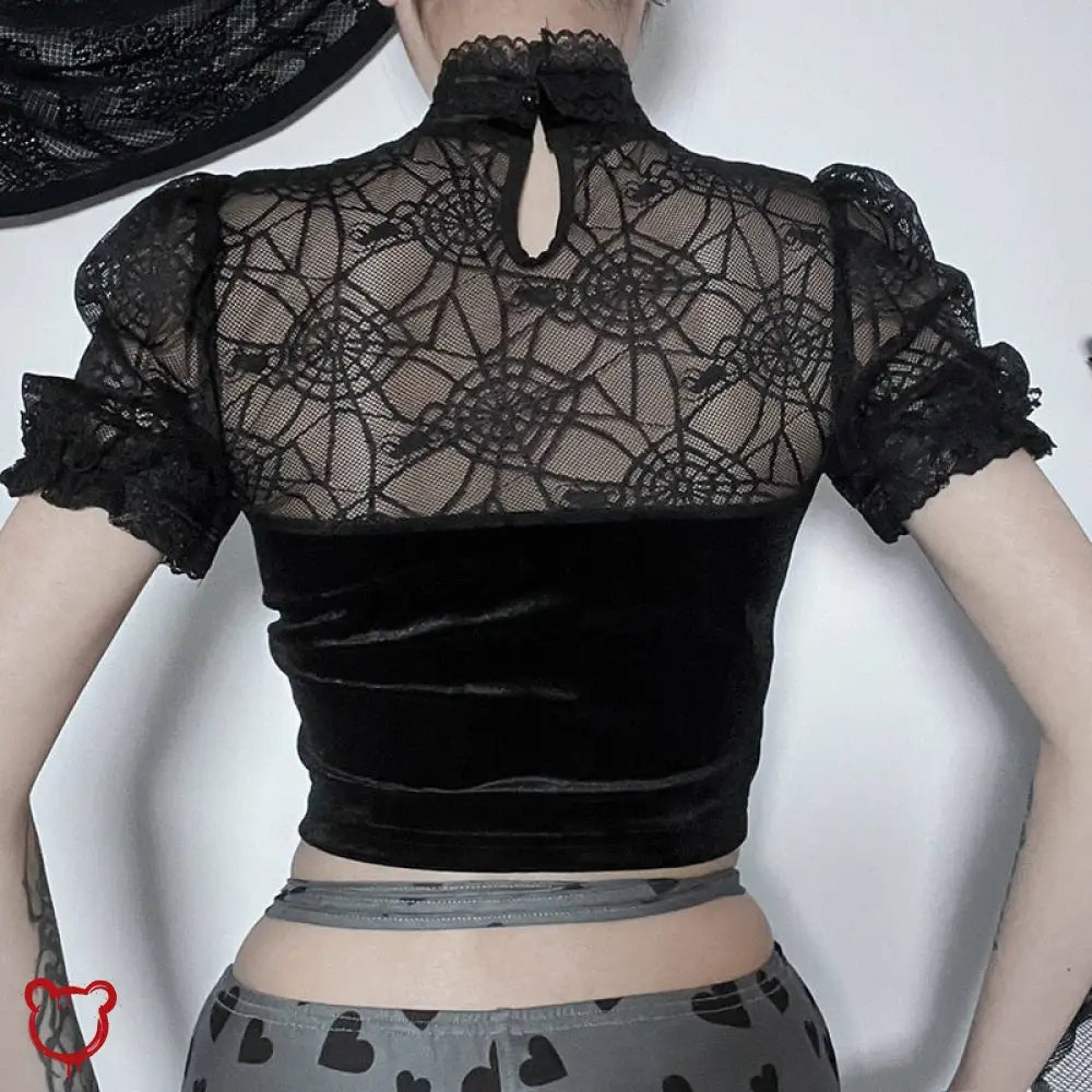 Gothic Crop Top - Elegant Black - The Cursed Closet