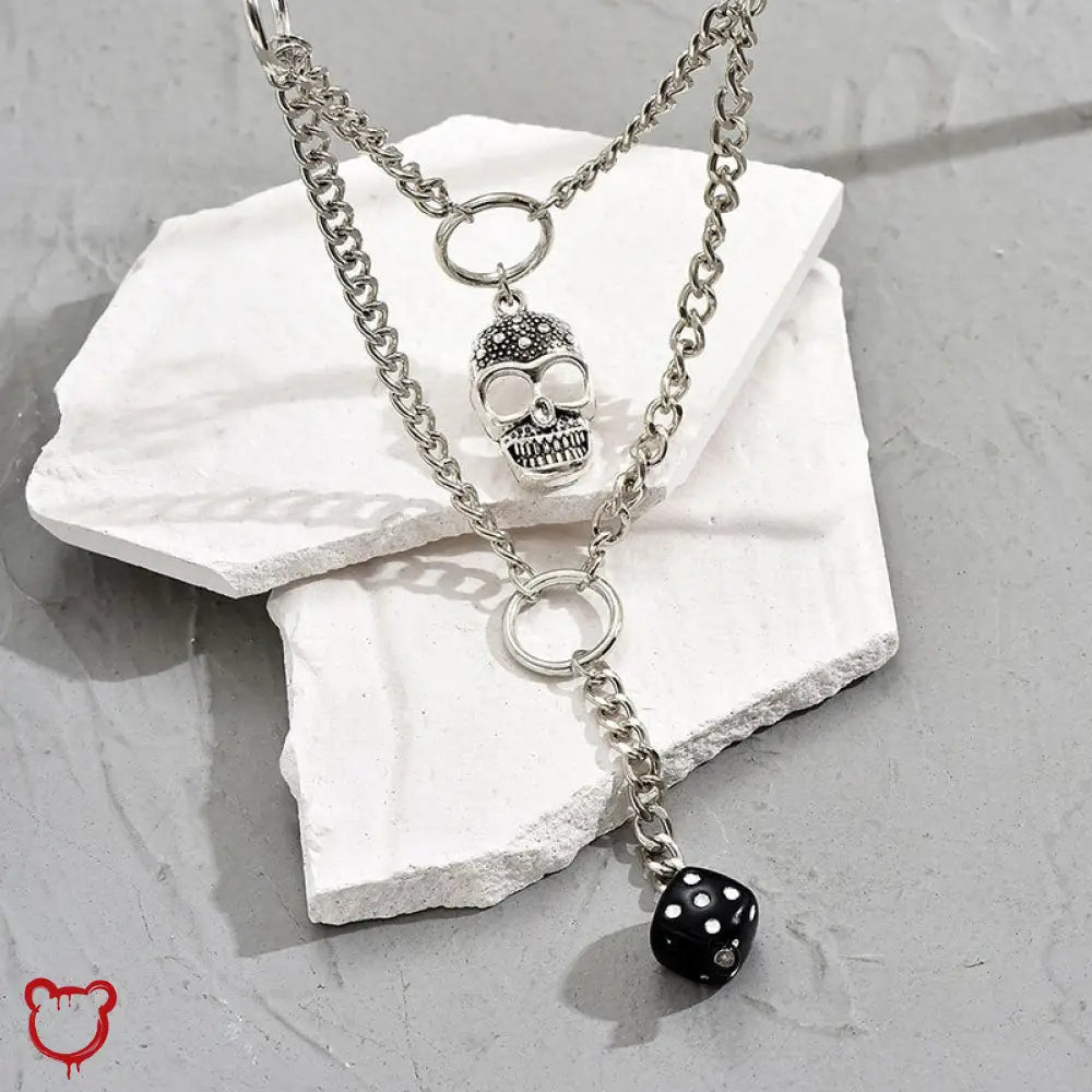 Gothic Dice Skeleton Pendant Necklace - The Cursed Closet
