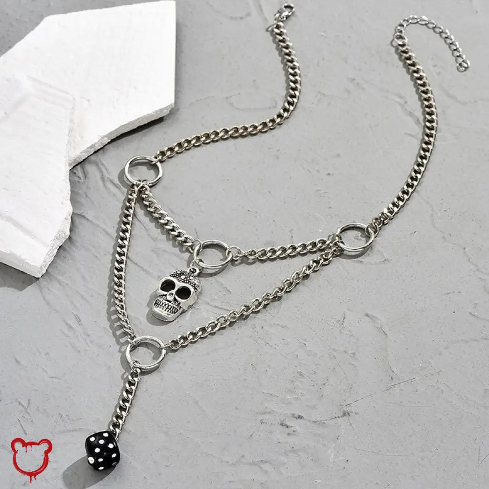 Gothic Dice Skeleton Pendant Necklace - The Cursed Closet
