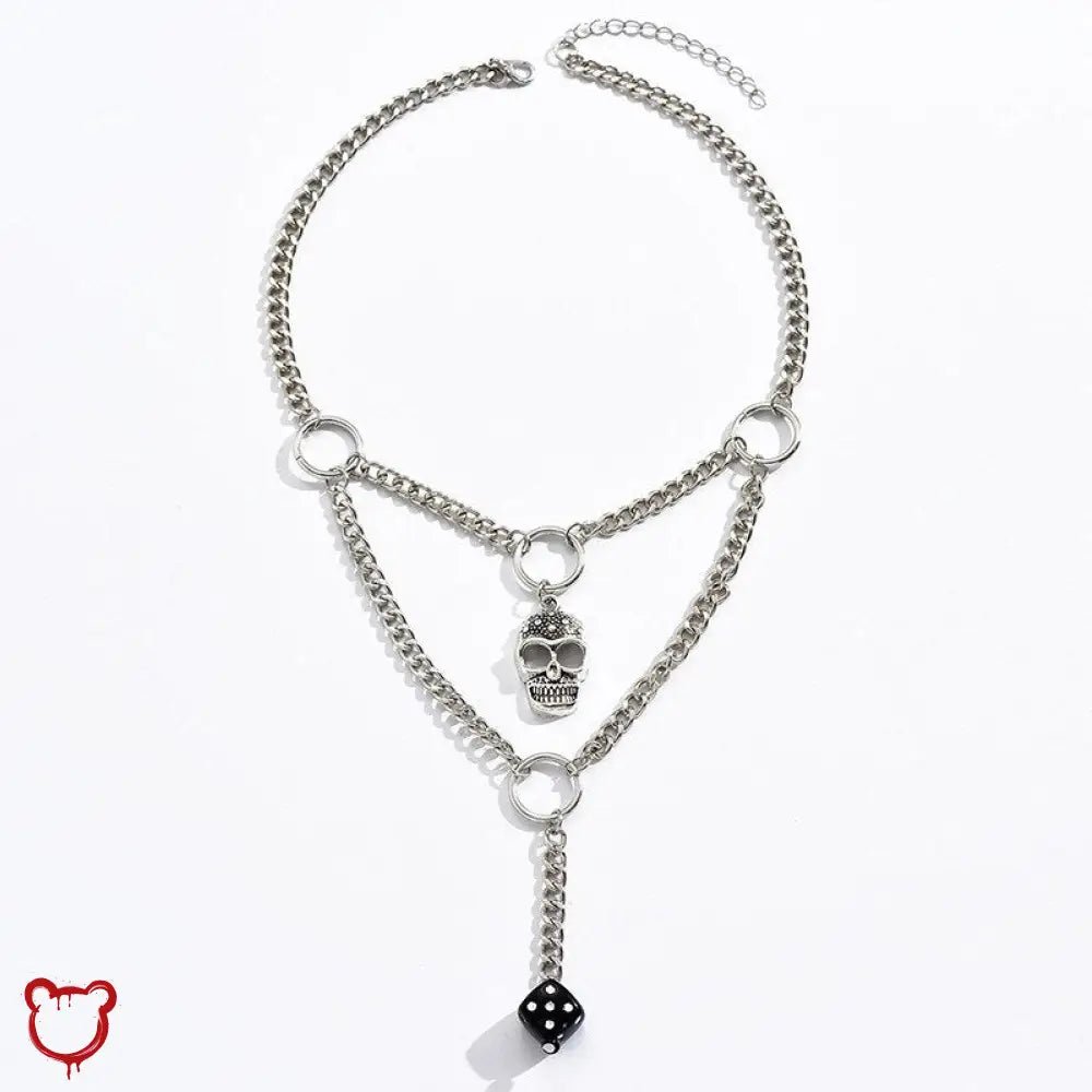 Gothic Dice Skeleton Pendant Necklace - The Cursed Closet
