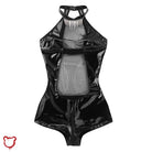 Gothic Faux Leather Mesh Bodysuit' - The Cursed Closet