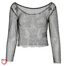 The Cursed Closet 'Night Owl' Fishnet Crop Top at $17.99 USD