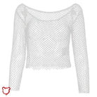 The Cursed Closet 'Night Owl' Fishnet Crop Top at $17.99 USD