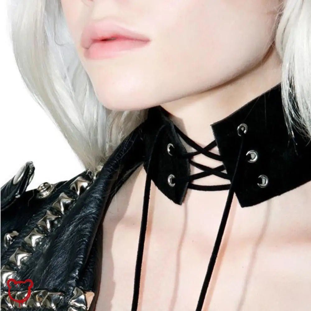 Gothic Lace - Up Choker Necklace - The Cursed Closet
