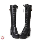 Gothic Lace - Up Knee - High Boots - The Cursed Closet