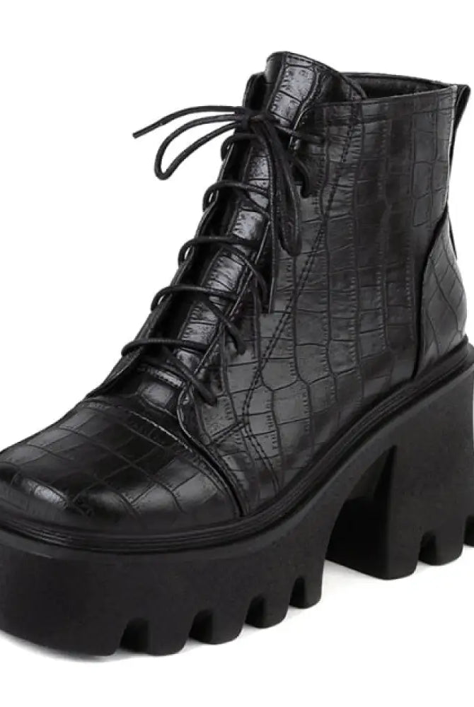 Gothic Lace-Up Leather Boots