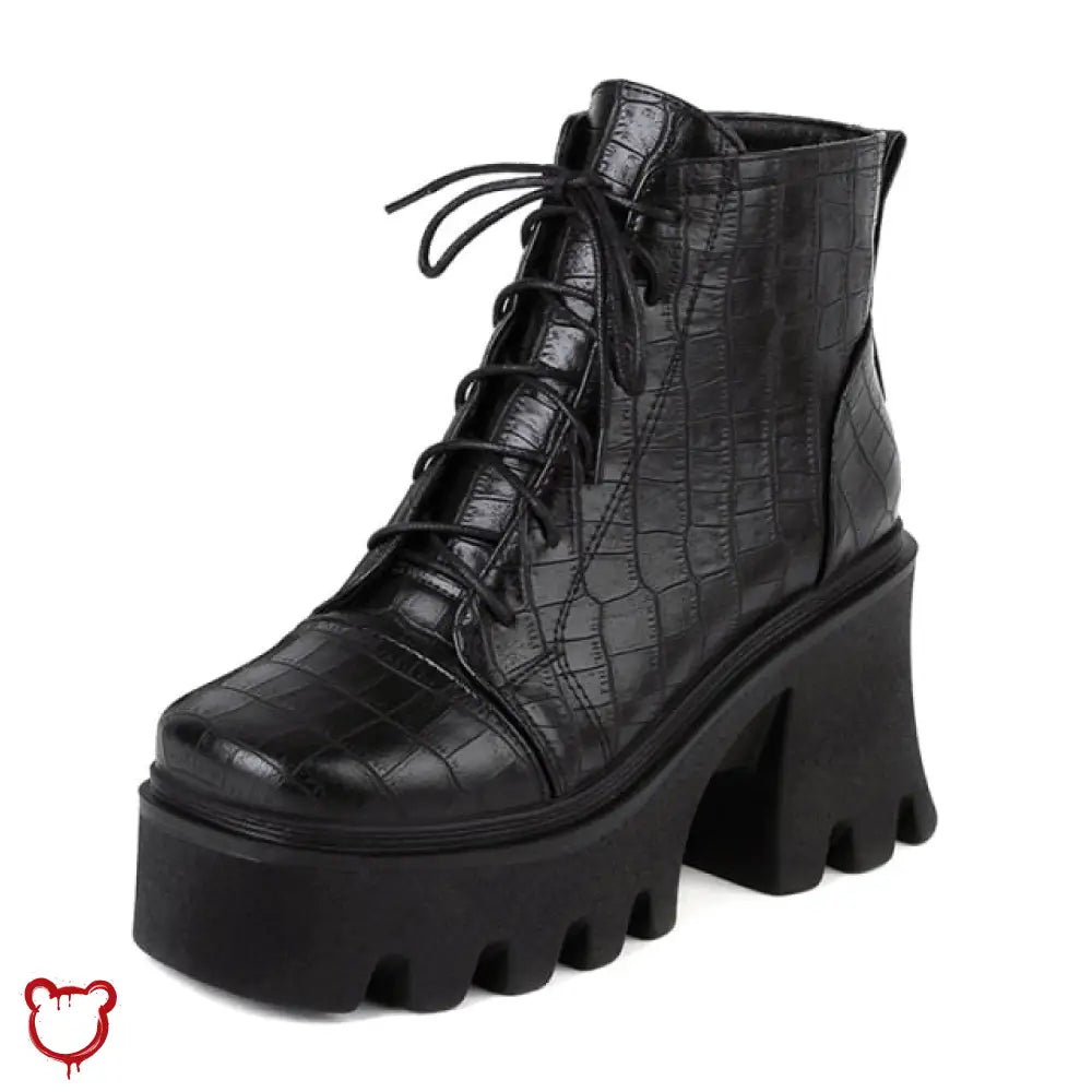 Gothic Lace - Up Leather Boots - The Cursed Closet
