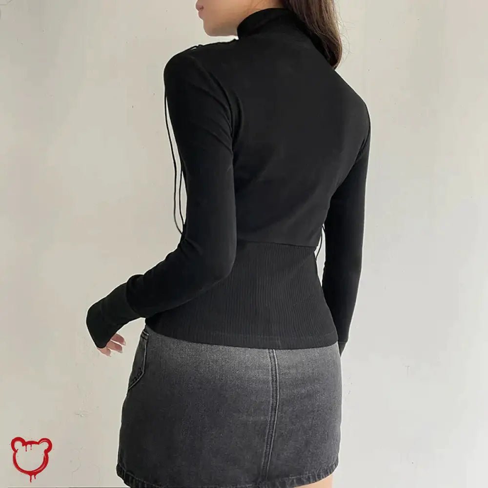 Gothic Lace - Up Sleeveless Sweater - The Cursed Closet