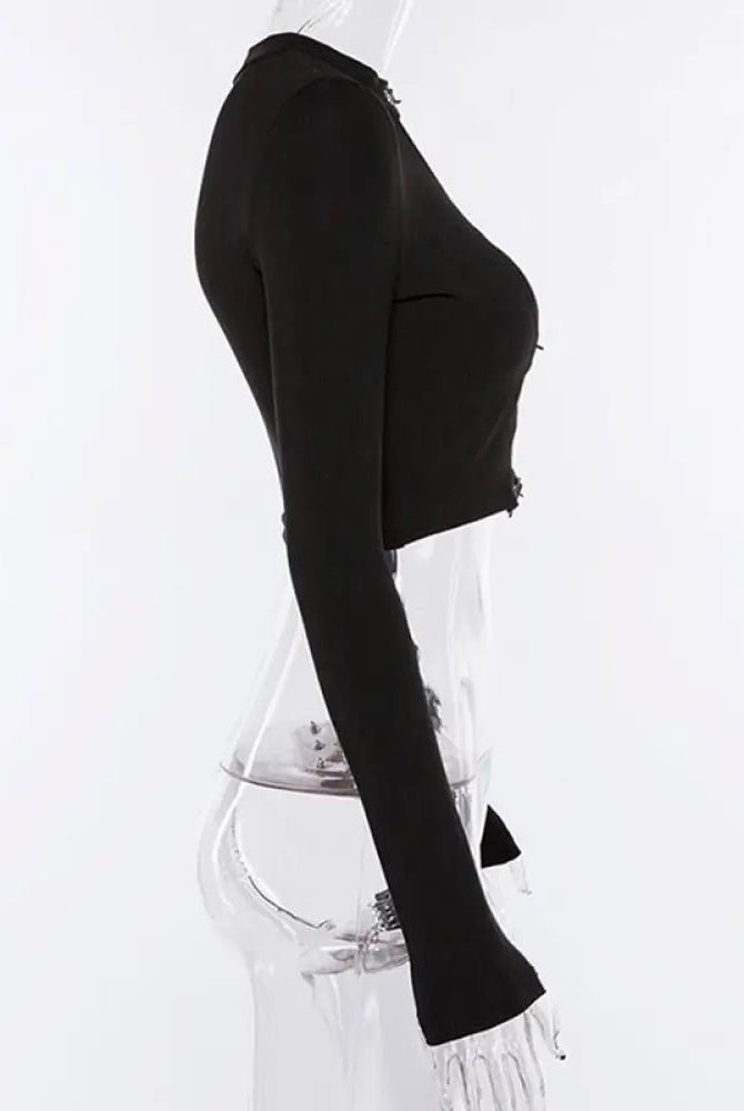Gothic Long Sleeve Black Top' - The Cursed Closet