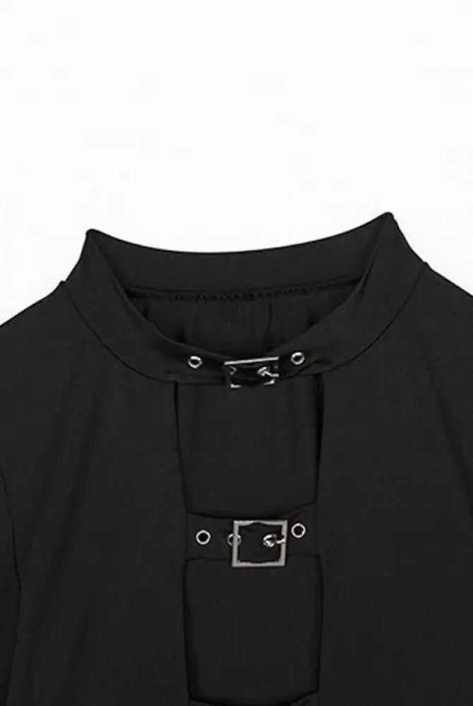 Gothic Long Sleeve Black Top' - The Cursed Closet