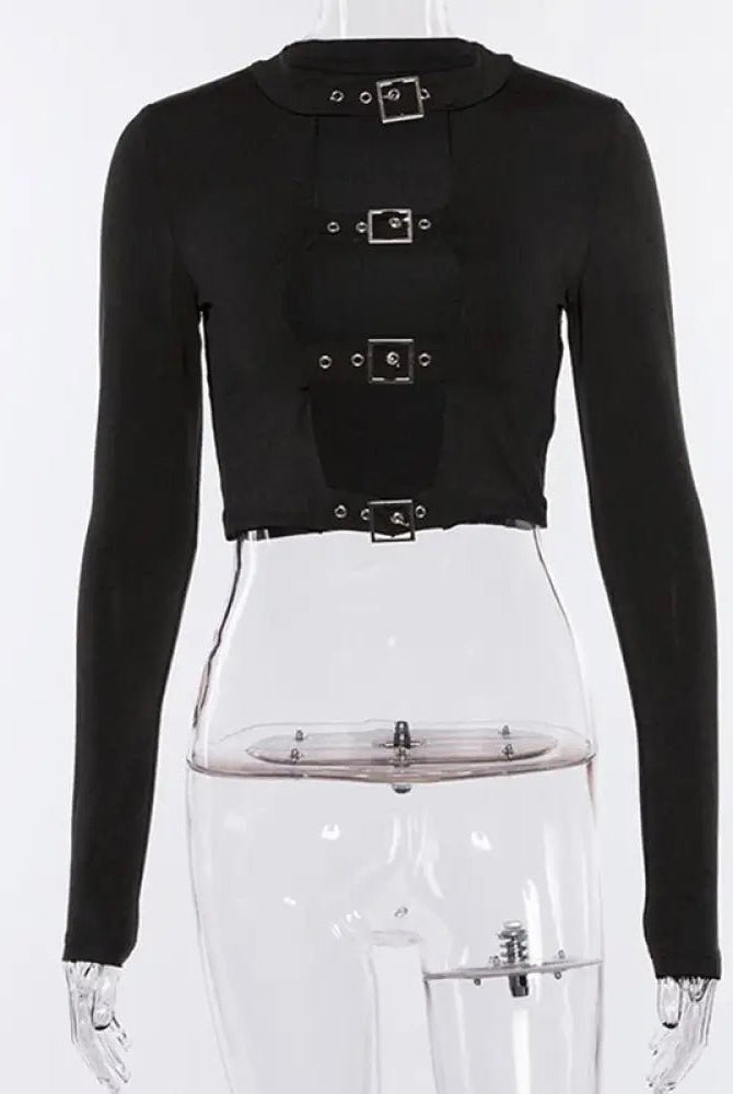Gothic Long Sleeve Black Top' - The Cursed Closet