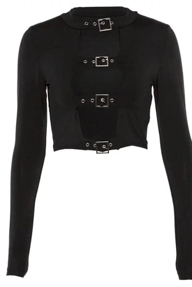 Gothic Long Sleeve Black Top' - The Cursed Closet