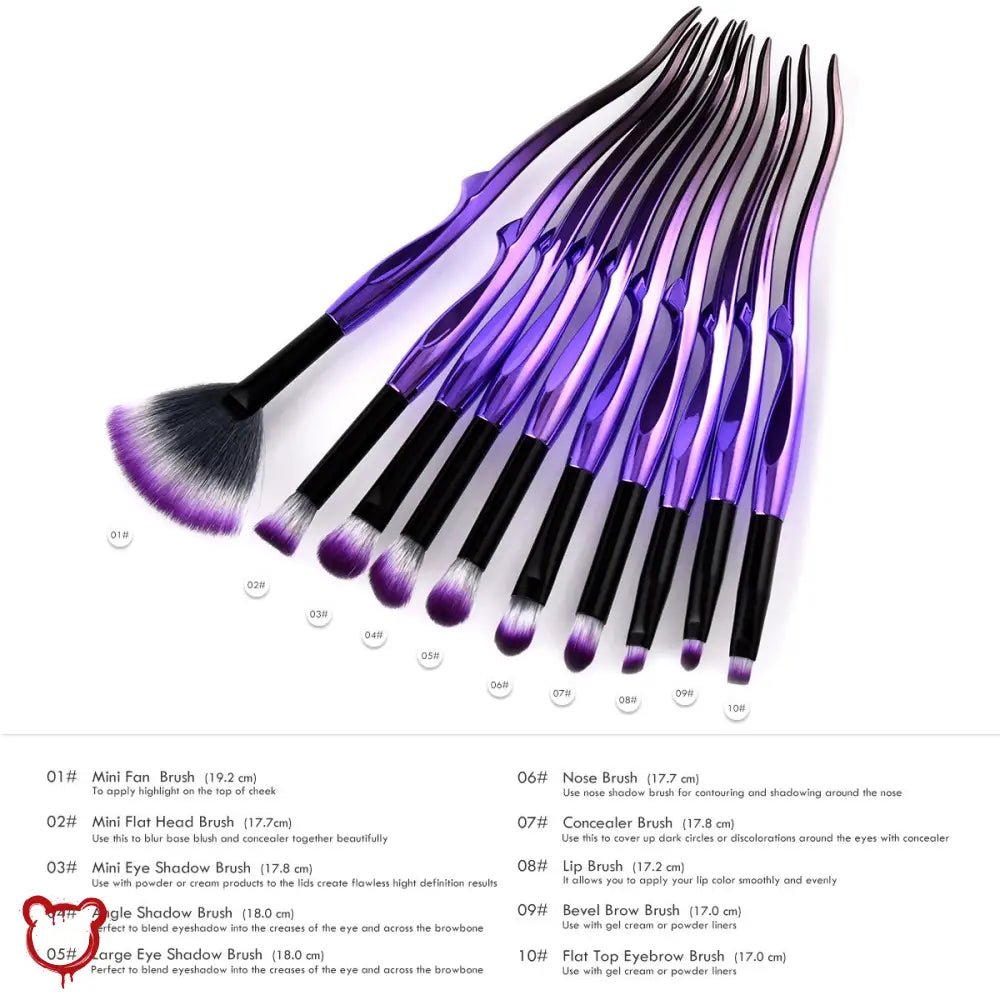 Gothic Purple Makeup Brush Set - The Cursed Closet