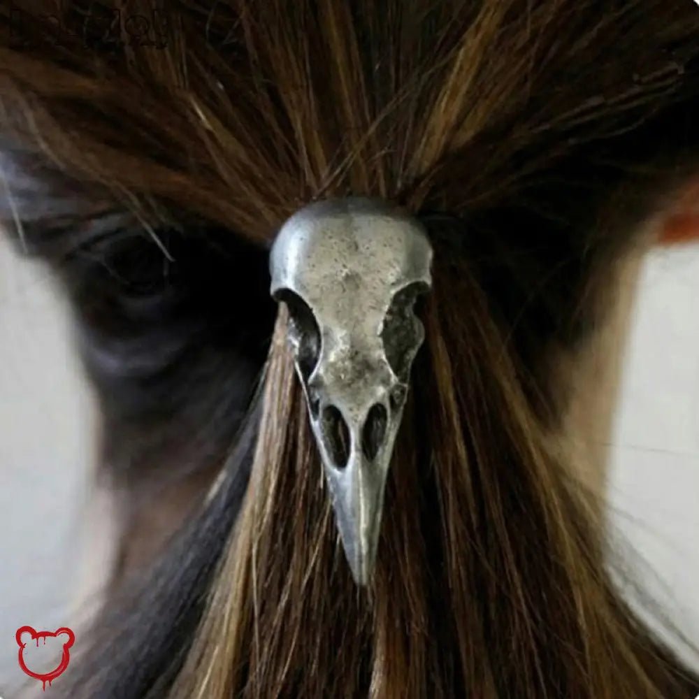 Gothic Raven Skull Hair Tie - The Cursed Closet