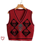 Gothic Skull Checkerboard Sweater - The Cursed Closet