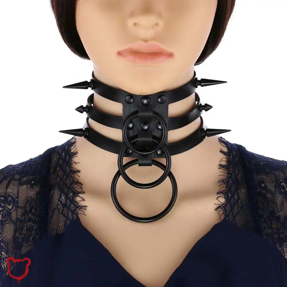 Gothic Spike Leather Choker. - The Cursed Closet